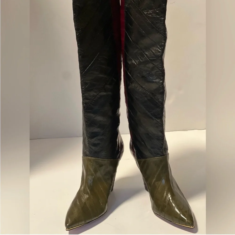 Tory Burch Lila Eel Skin Western Boot Size 10